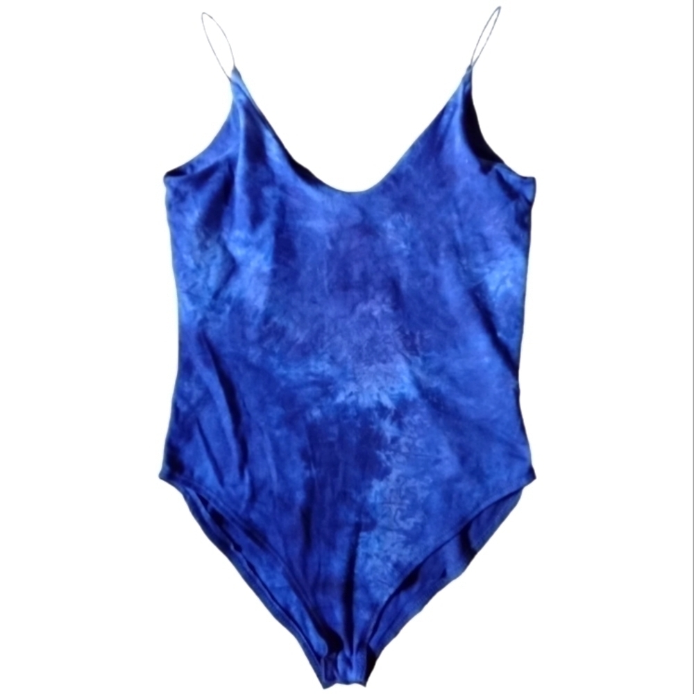 BLUE tiedye bodysuit Gaze size small snap bottom closure